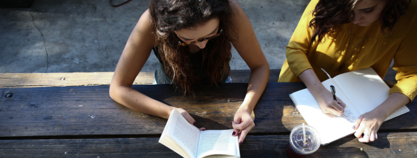 Vocational training students reading