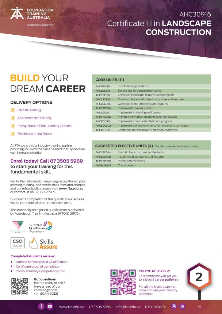Certificate III in Landscape Construction Foundation Training Australia